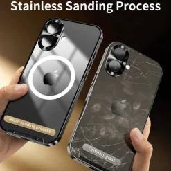 Phone Case For iPhone 16 15 14 Pro Max 13 Pro Max Magnetic Adsorption With Magsafe Camera Lens Protector Support Wireless Charging Shockproof Acrylic Aluminum Alloy