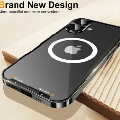 Phone Case For iPhone 16 15 14 Pro Max 13 Pro Max Magnetic Adsorption With Magsafe Camera Lens Protector Support Wireless Charging Shockproof Acrylic Aluminum Alloy
