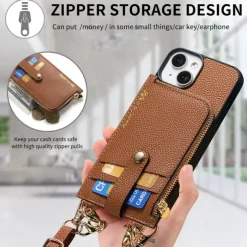 Phone Case For iPhone 16 15 14 Pro Max Plus 13 12 Pro Max Wallet Case Detachable Zipper with Lanyard Heart Retro TPU PU Leather