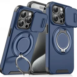 Phone Case For iPhone 16 15 14 Pro Max Plus 16e 13 12 11 Pro Max Back Cover Ring Holder Shockproof PC