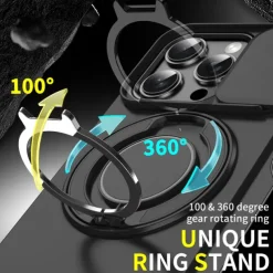 Phone Case For iPhone 16 15 14 Pro Max Plus 16e 13 12 11 Pro Max Back Cover Ring Holder Shockproof PC