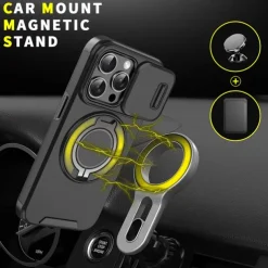 Phone Case For iPhone 16 15 14 Pro Max Plus 16e 13 12 11 Pro Max Back Cover Ring Holder Shockproof PC