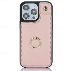 Phone Case For iPhone 16 15 14 Pro Max Plus 13 12 11 Pro Max Back Cover Ring Holder with Lanyard Card Slot Retro TPU PU Leather