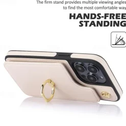 Phone Case For iPhone 16 15 14 Pro Max Plus 13 12 11 Pro Max Back Cover Ring Holder with Lanyard Card Slot Retro TPU PU Leather