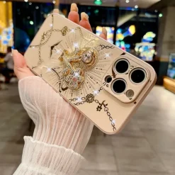 Phone Case For iPhone 16 15 14 Pro Max Plus 13 12 Pro Max Back Cover with Stand Holder with Wrist Strap Shockproof Retro TPU PC