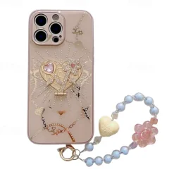 Phone Case For iPhone 16 15 14 Pro Max Plus 13 12 Pro Max Back Cover with Stand Holder with Wrist Strap Shockproof Retro TPU PC