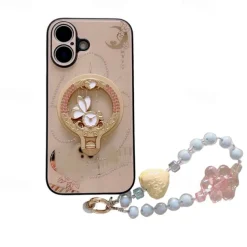 Phone Case For iPhone 16 15 14 Pro Max Plus 13 Pro Max Back Cover with Stand Holder Magnetic Support Wireless Charging Retro TPU PC