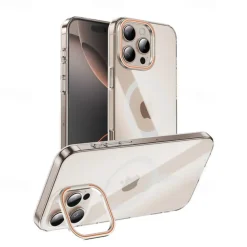 Phone Case For iPhone 16 15 14 Pro Max Plus Back Cover with Stand Holder Magnetic Support Wireless Charging Retro PC