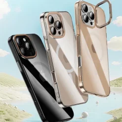 Phone Case For iPhone 16 15 14 Pro Max Plus Back Cover with Stand Holder Magnetic Support Wireless Charging Retro PC