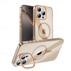 Phone Case For iPhone 16 15 14 Pro Max Plus Back Cover with Stand Holder Magnetic Support Wireless Charging Retro PC