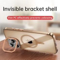 Phone Case For iPhone 16 15 14 Pro Max Plus Back Cover with Stand Holder Magnetic Support Wireless Charging Retro PC