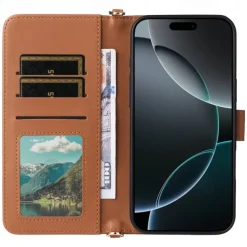 Phone Case For iPhone 16 15 14 Pro Max Plus 13 12 11 Pro Max Flip Cover with Stand Holder with Lanyard with Wrist Strap Retro TPU PU Leather