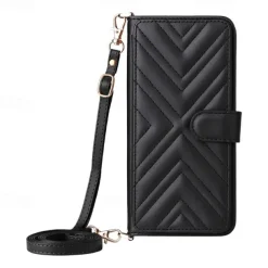Phone Case For iPhone 16 15 14 Pro Max Plus 13 12 11 Pro Max Flip Cover with Stand Holder with Lanyard with Wrist Strap Retro TPU PU Leather