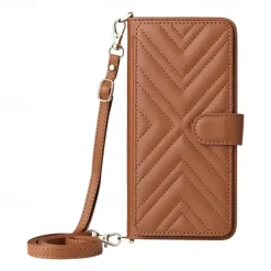 Phone Case For iPhone 16 15 14 Pro Max Plus 13 12 11 Pro Max Flip Cover with Stand Holder with Lanyard with Wrist Strap Retro TPU PU Leather