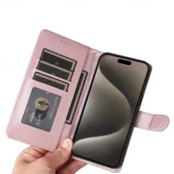 Phone Case For iPhone 16 15 14 Pro Max Plus 13 12 11 Pro Max Flip Cover with Stand Holder with Wrist Strap Card Slot Retro TPU PU Leather