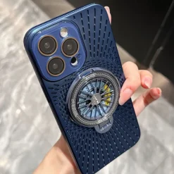 Phone Case For iPhone 16 15 14 Pro Max Plus 13 12 Pro Max Back Cover with Stand Holder Shockproof Retro PC