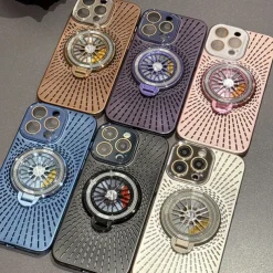 Phone Case For iPhone 16 15 14 Pro Max Plus 13 12 Pro Max Back Cover with Stand Holder Shockproof Retro PC