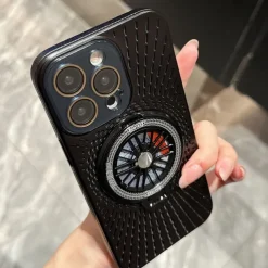 Phone Case For iPhone 16 15 14 Pro Max Plus 13 12 Pro Max Back Cover with Stand Holder Shockproof Retro PC