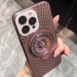 Phone Case For iPhone 16 15 14 Pro Max Plus 13 12 Pro Max Back Cover with Stand Holder Shockproof Retro PC