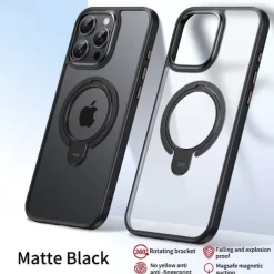 Phone Case For iPhone 16 15 14 Pro Max Plus 13 12 Pro Max Back Cover with Stand Holder Magnetic Support Wireless Charging Retro TPU Silicone