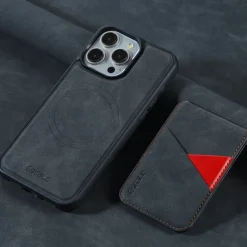 Phone Case For iPhone 16 15 14 Pro Max Plus 13 Pro Max Back Cover with Stand Holder Detachable Magnetic Retro TPU PU Leather