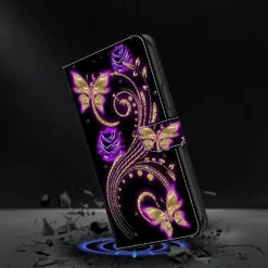 Phone Case For iPhone 16 15 14 Pro Max Plus 13 12 11 Pro Max Mini Wallet Case Flip Cover with Stand Holder Magnetic Card Slot Butterfly Flower Flower Floral TPU PU Leather