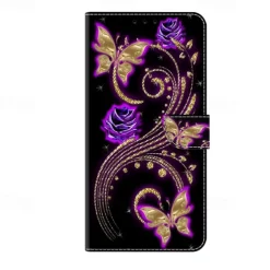 Phone Case For iPhone 16 15 14 Pro Max Plus 13 12 11 Pro Max Mini Wallet Case Flip Cover with Stand Holder Magnetic Card Slot Butterfly Flower Flower Floral TPU PU Leather