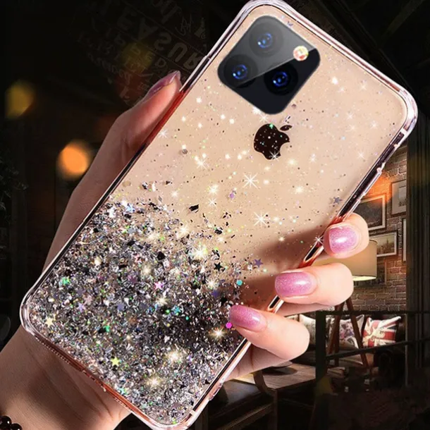 Phone Case For iPhone 15 14 Pro Max Plus 13 12 11 Pro Max Mini Back Cover Crystal Clear for Women Girl Bling Glitter Shiny TPU