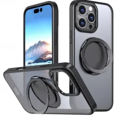 Phone Case For iPhone 15 14 Pro Max Plus 13 12 11 Pro Max Back Cover with Stand Holder Magnetic Support Wireless Charging Retro TPU PC