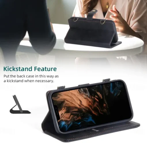 Phone Case For iPhone 15 14 Pro Max Plus 13 12 11 Pro Max Mini Wallet Case Magnetic with Lanyard Shockproof Solid Color TPU PC PU Leather