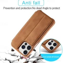 Phone Case For iPhone 17 Pro Max 17 Air 16 15 14 Pro Max Plus 13 12 11 Pro Max Mini Flip Cover Card Slot Shockproof Retro TPU PU Leather