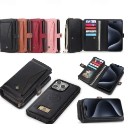 Phone Case For iPhone 17 Pro Max 17 Air 16 15 14 Pro Max Plus 13 12 11 Pro Max Mini Back Cover Wallet Case Magnetic Zipper Card Slot Retro TPU PU Leather