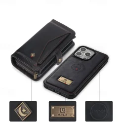 Phone Case For iPhone 17 Pro Max 17 Air 16 15 14 Pro Max Plus 13 12 11 Pro Max Mini Back Cover Wallet Case Magnetic Zipper Card Slot Retro TPU PU Leather