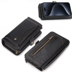 Phone Case For iPhone 17 Pro Max 17 Air 16 15 14 Pro Max Plus 13 12 11 Pro Max Mini Back Cover Wallet Case Magnetic Zipper Card Slot Retro TPU PU Leather