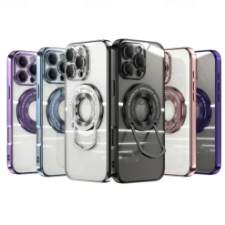 Phone Case For iPhone 17 Pro Max 17 Air 16 15 14 Pro Max Plus 13 12 11 Pro Max Back Cover with Stand Holder Magnetic Support Wireless Charging Retro TPU PC