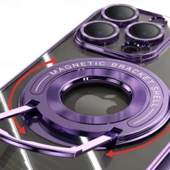 Phone Case For iPhone 17 Pro Max 17 Air 16 15 14 Pro Max Plus 13 12 11 Pro Max Back Cover with Stand Holder Magnetic Support Wireless Charging Retro TPU PC