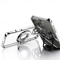 Phone Case For iPhone 17 Pro Max 17 Air 16 15 14 Pro Max Plus 13 12 11 Pro Max Back Cover with Stand Holder Magnetic Support Wireless Charging Retro TPU PC