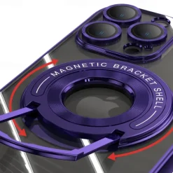 Phone Case For iPhone 17 Pro Max 17 Air 16 15 14 Pro Max Plus 13 12 11 Pro Max Back Cover with Stand Holder Magnetic Support Wireless Charging Retro TPU PC