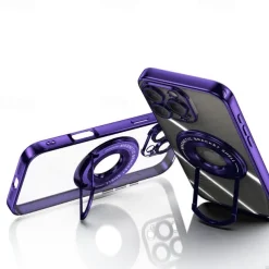 Phone Case For iPhone 17 Pro Max 17 Air 16 15 14 Pro Max Plus 13 12 11 Pro Max Back Cover with Stand Holder Magnetic Support Wireless Charging Retro TPU PC