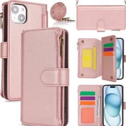 Phone Case For iPhone 17 Pro Max 17 Air 16 15 14 Pro Max Plus 13 12 11 Pro Max Mini Wallet Case Magnetic Zipper with Lanyard Retro TPU PU Leather