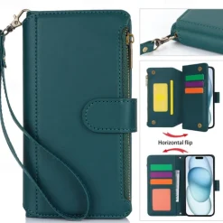 Phone Case For iPhone 17 Pro Max 17 Air 16 15 14 Pro Max Plus 13 12 11 Pro Max Mini Wallet Case Magnetic Zipper with Lanyard Retro TPU PU Leather