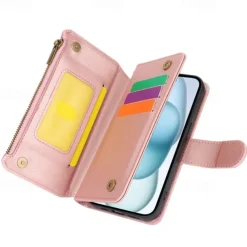 Phone Case For iPhone 17 Pro Max 17 Air 16 15 14 Pro Max Plus 13 12 11 Pro Max Mini Wallet Case Magnetic Zipper with Lanyard Retro TPU PU Leather