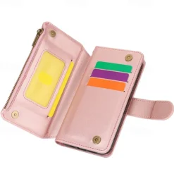 Phone Case For iPhone 17 Pro Max 17 Air 16 15 14 Pro Max Plus 13 12 11 Pro Max Mini Wallet Case Magnetic Zipper with Lanyard Retro TPU PU Leather