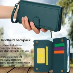 Phone Case For iPhone 17 Pro Max 17 Air 16 15 14 Pro Max Plus 13 12 11 Pro Max Mini Wallet Case Magnetic Zipper with Lanyard Retro TPU PU Leather