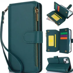 Phone Case For iPhone 17 Pro Max 17 Air 16 15 14 Pro Max Plus 13 12 11 Pro Max Mini Wallet Case Magnetic Zipper with Lanyard Retro TPU PU Leather