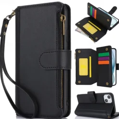 Phone Case For iPhone 17 Pro Max 17 Air 16 15 14 Pro Max Plus 13 12 11 Pro Max Mini Wallet Case Magnetic Zipper with Lanyard Retro TPU PU Leather