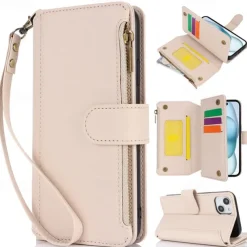 Phone Case For iPhone 17 Pro Max 17 Air 16 15 14 Pro Max Plus 13 12 11 Pro Max Mini Wallet Case Magnetic Zipper with Lanyard Retro TPU PU Leather