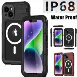Phone Case For iPhone 17 Pro Max 17 Air 16 15 14 Pro Max Plus 13 Pro Max Heavy Duty Waterproof Case With Magsafe Full Body Protective Support Wireless Charging with Wrist Strap Aluminum Alloy PC