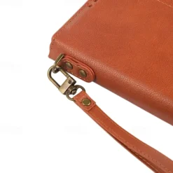 Phone Case For iPhone 14 Pro Max Plus 13 12 11 Pro Max Flip Cover with Stand Holder with Wrist Strap Card Slot Retro TPU PU Leather