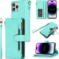 Phone Case For iPhone 14 Pro Max Plus 13 12 11 Pro Max Flip Cover with Stand Holder with Wrist Strap Card Slot Retro TPU PU Leather